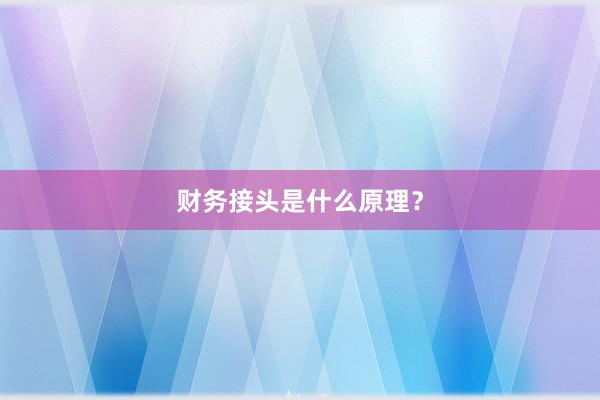 财务接头是什么原理？